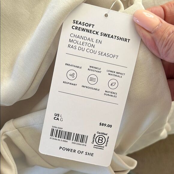 Athleta Seasoft Crewneck Sweatshirt Size L NWT Cream - Picture 4 of 5